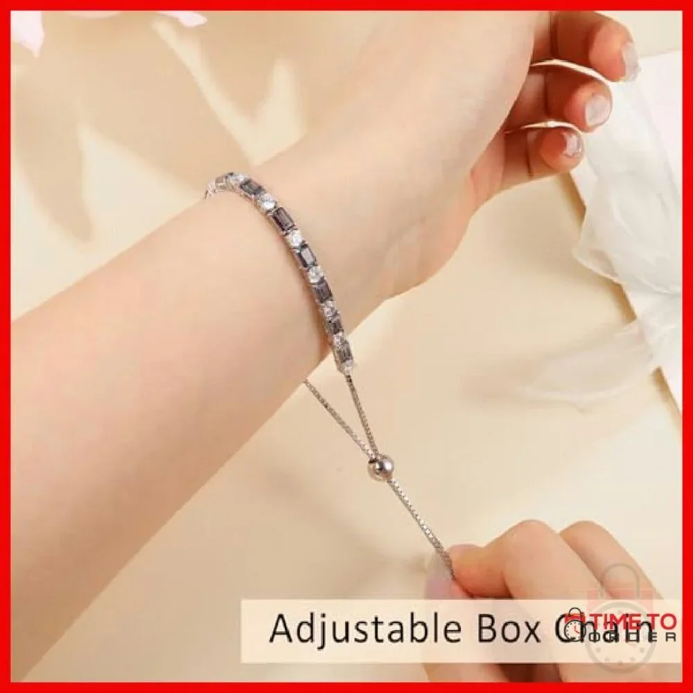 Sterling Silver Adjustable Tennis Bracelet with Birthstones, 6-9 Inch